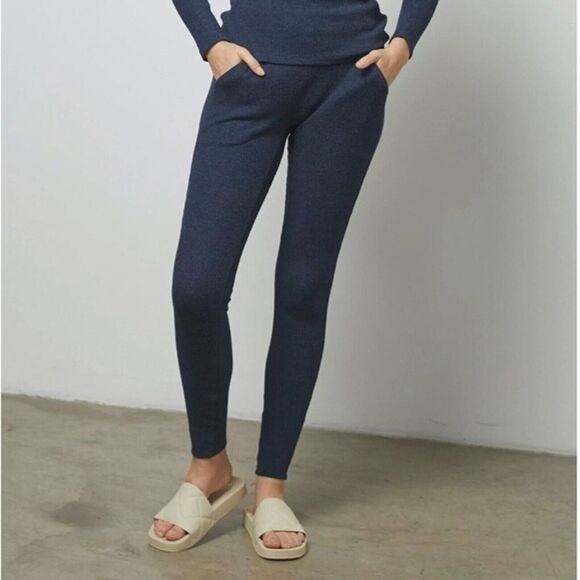 LUNYA Womens Pants Small Blue Pull On RESTORE Thermal High Rise Leggings Lounge